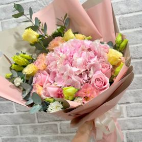 Pink Petals - Pink Hydrangea and Roses Bouquet