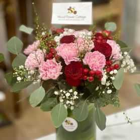 Sweet Romance - Pink Carnations and Red Roses Vase