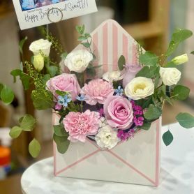 Sweet Sentiments - Pink Roses and Carnations Envelope Box